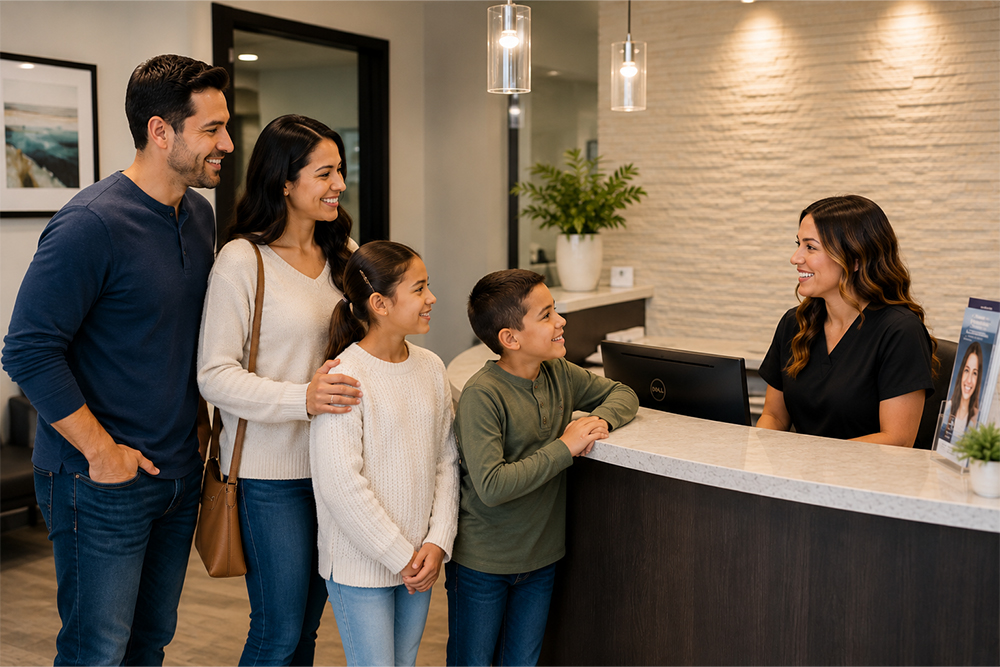 Family visiting Stonehaven Dentistry for routine family dental care in Malton